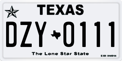 TX license plate DZY0111