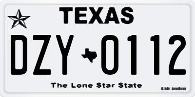 TX license plate DZY0112