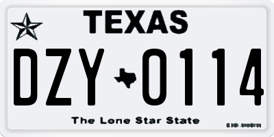 TX license plate DZY0114