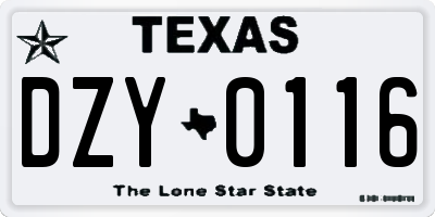 TX license plate DZY0116