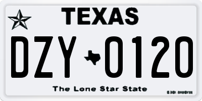 TX license plate DZY0120