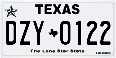 TX license plate DZY0122