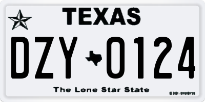 TX license plate DZY0124