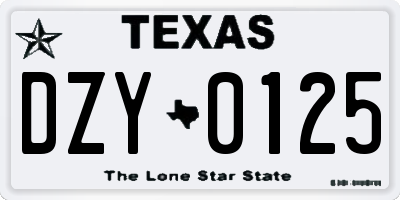 TX license plate DZY0125