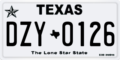 TX license plate DZY0126