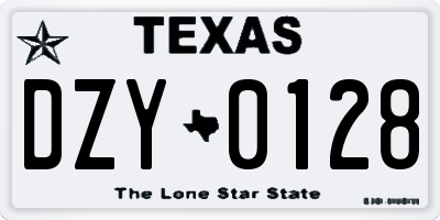 TX license plate DZY0128