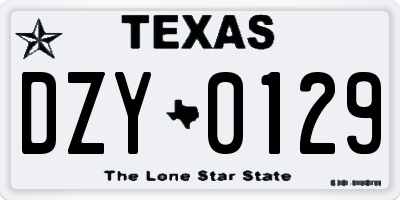 TX license plate DZY0129