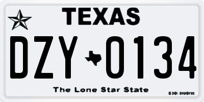 TX license plate DZY0134