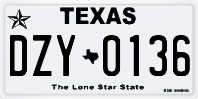 TX license plate DZY0136