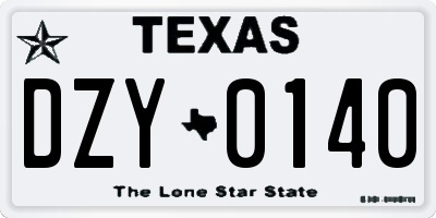 TX license plate DZY0140