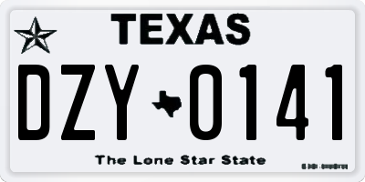 TX license plate DZY0141