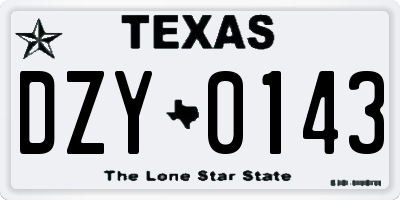 TX license plate DZY0143