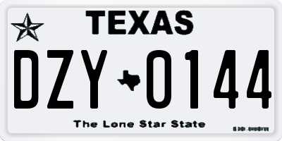 TX license plate DZY0144