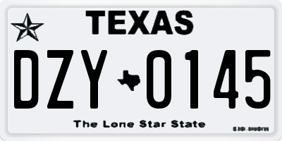 TX license plate DZY0145