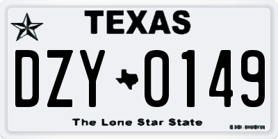 TX license plate DZY0149