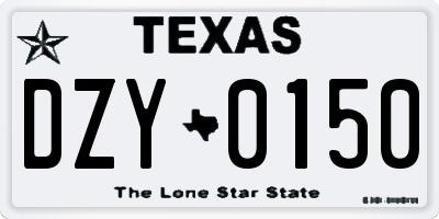 TX license plate DZY0150