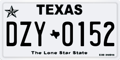 TX license plate DZY0152