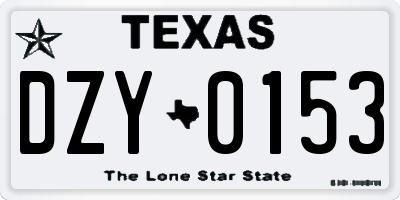 TX license plate DZY0153