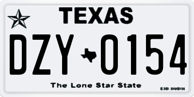 TX license plate DZY0154