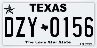 TX license plate DZY0156