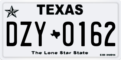 TX license plate DZY0162