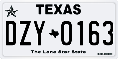 TX license plate DZY0163