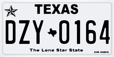 TX license plate DZY0164