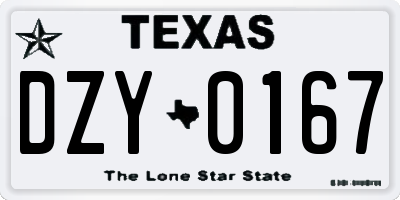 TX license plate DZY0167