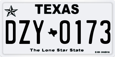 TX license plate DZY0173