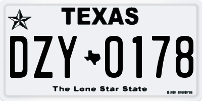 TX license plate DZY0178