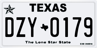 TX license plate DZY0179