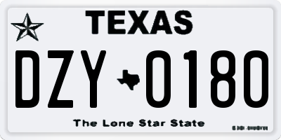 TX license plate DZY0180