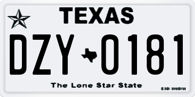 TX license plate DZY0181