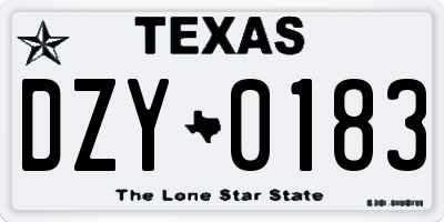 TX license plate DZY0183