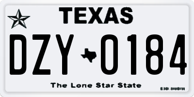 TX license plate DZY0184