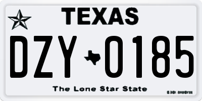 TX license plate DZY0185