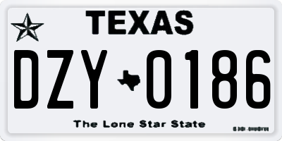 TX license plate DZY0186