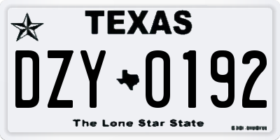 TX license plate DZY0192