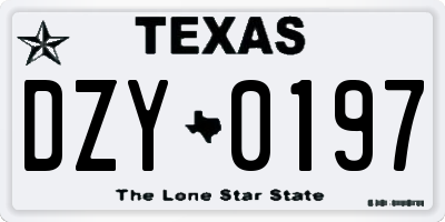 TX license plate DZY0197