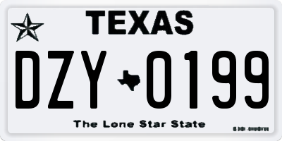 TX license plate DZY0199