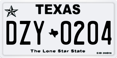 TX license plate DZY0204