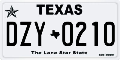 TX license plate DZY0210