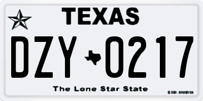 TX license plate DZY0217