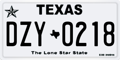 TX license plate DZY0218