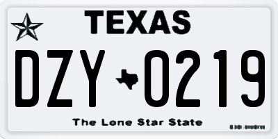 TX license plate DZY0219