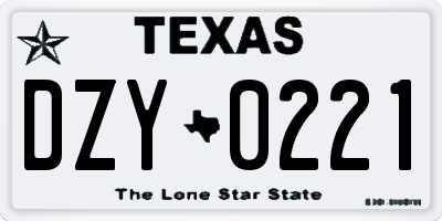TX license plate DZY0221