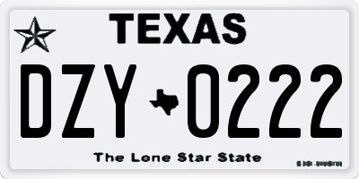 TX license plate DZY0222