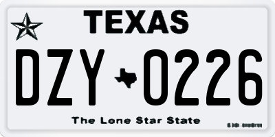 TX license plate DZY0226