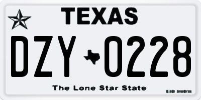 TX license plate DZY0228