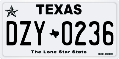 TX license plate DZY0236
